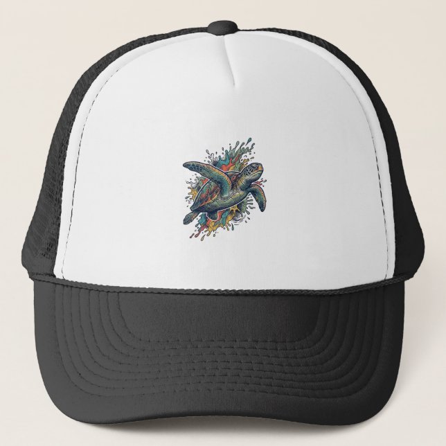 Casquette Conception de vecteur d'éclaboussure de tortue de  (Devant)