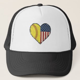 Casquette Conception de vecteur vintage de coeur de softball
