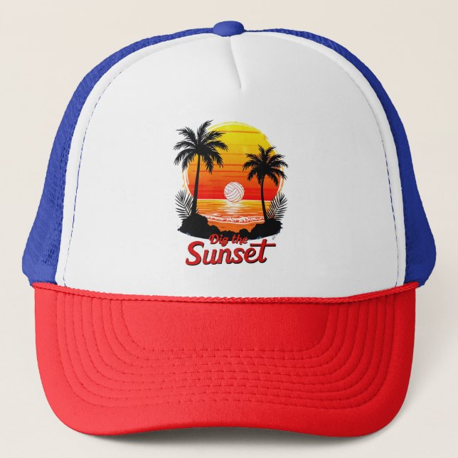 Casquette Conception du coucher du soleil de volley-ball "Cr (Devant)