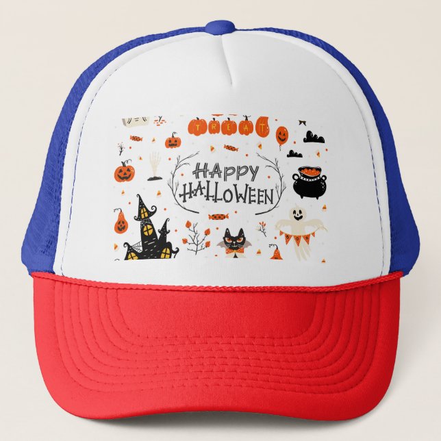 Casquette Conception d'un jeu Vintage d'éléments Halloween (Devant)