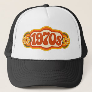 Casquette Conception florale groovy rétro des années 1970