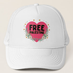 Casquette conception graphique du coeur rose de la Palestine