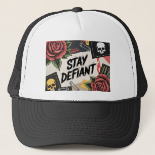 Casquette Conception Rebelle : slogan punk "Restez Défant"