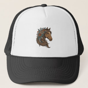 Casquette Conception vectorielle de tête de cheval floral vi