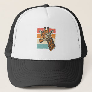 Casquette Conception vectorielle de tête de girafe rétro vin