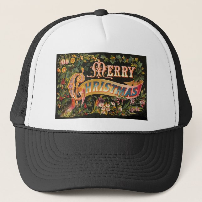 Casquette Conception vintage de fleur de Joyeux Noël (Devant)