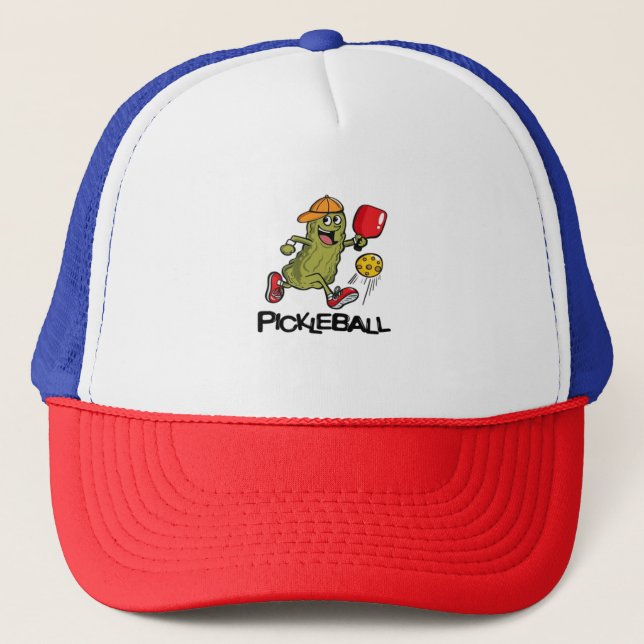 Casquette Concombre Drôle Jouant Pickleball  (Devant)