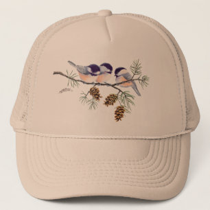 Casquette CÔNES de CHICKADEE et de PIN par SHARON SHARPE
