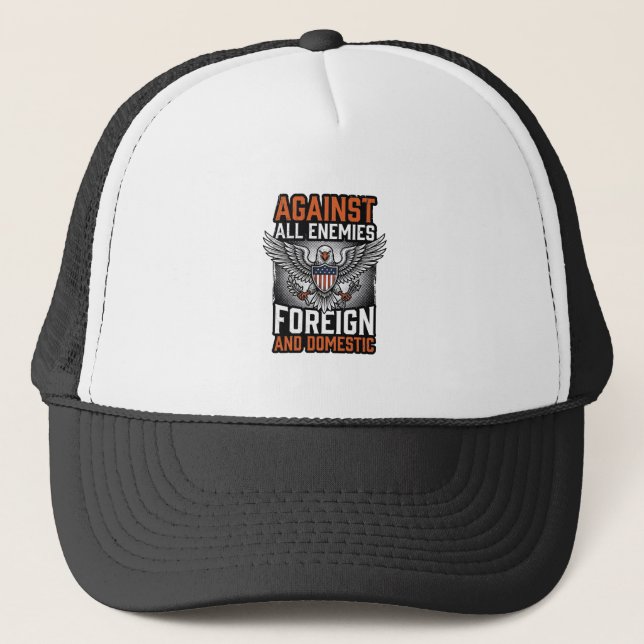 Casquette Contre tous les ennemis conception de chemise Eagl (Devant)