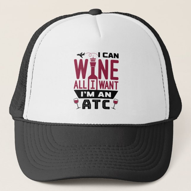 Casquette Contrôle de la circulation aérienne ATC Funny Wine (Devant)