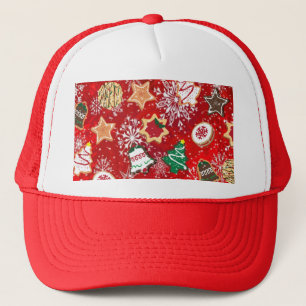 Casquette Cookies de Noël et flocons de neige en rouge