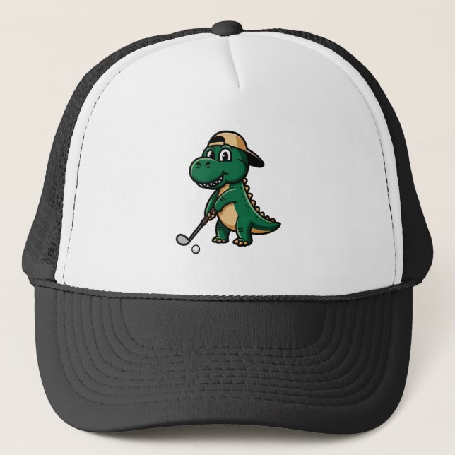 Casquette Cool Funny Green Dino Playing Golf T-Rex Lover  (Devant)