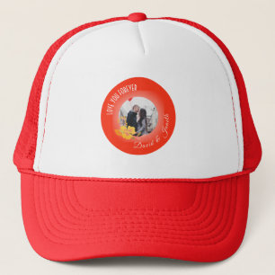 Casquette Cool moderne Couple Rouge Nom photo Valentines Jou