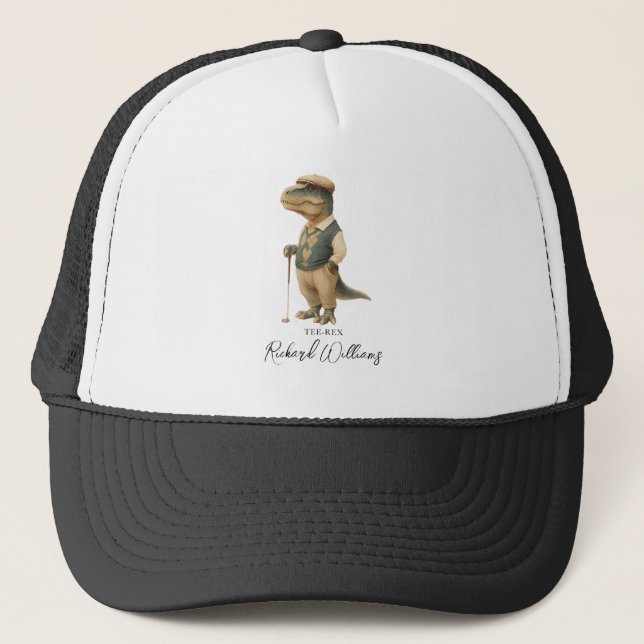 Casquette Cool Tee-Rex Golfer Dinosaur Signature Name (Devant)