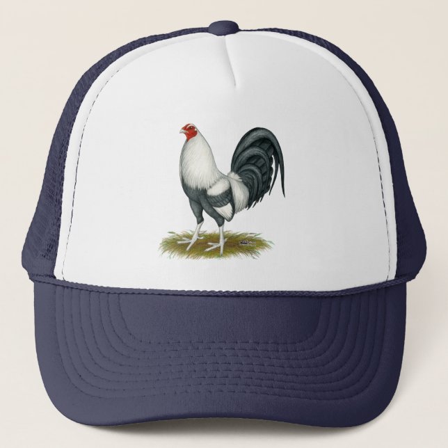 Casquette Coq de combat américain de bleu d'argent de jeu (Devant)