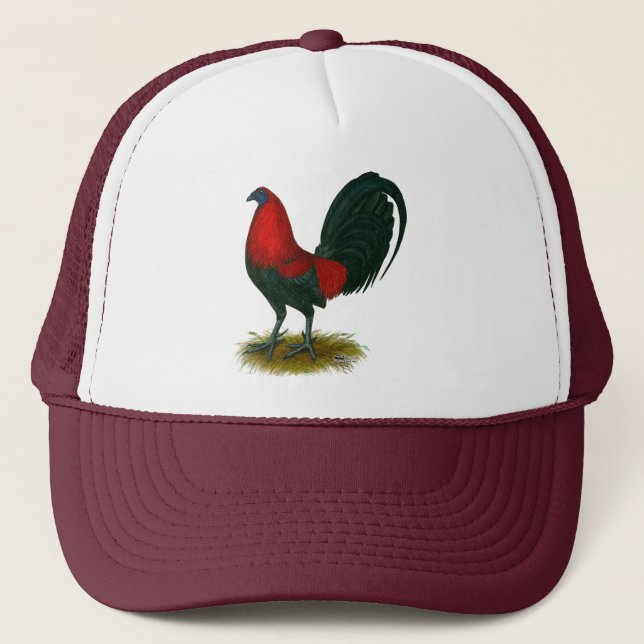 Casquette Coq de combat américain :  Rouge Brown (Devant)