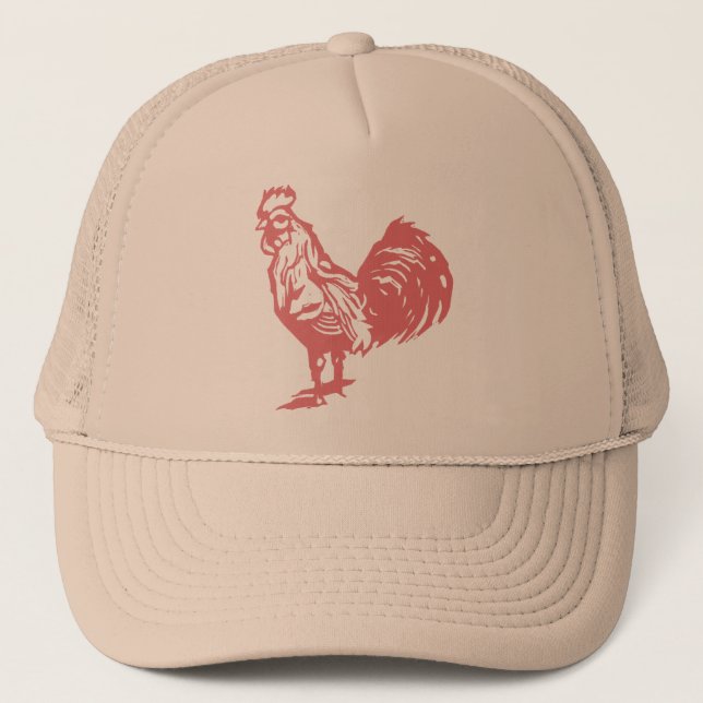 Casquette Coq Rouge de Style Lettrepress (Devant)