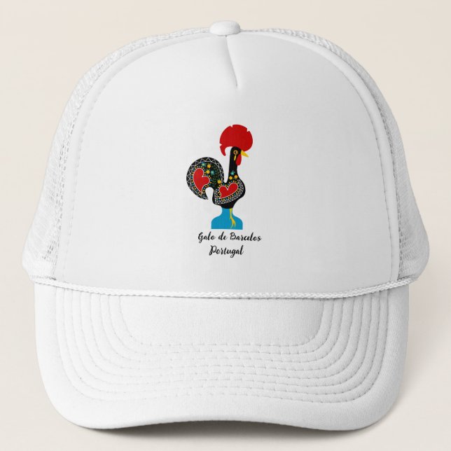 Casquette Coq traditionnel du Portugal en noir (Devant)