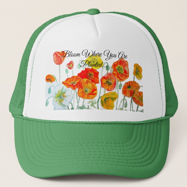 Casquette Coquelicot Rouge Orange Fleurir Là Où Vous Êtes Pl (Devant)