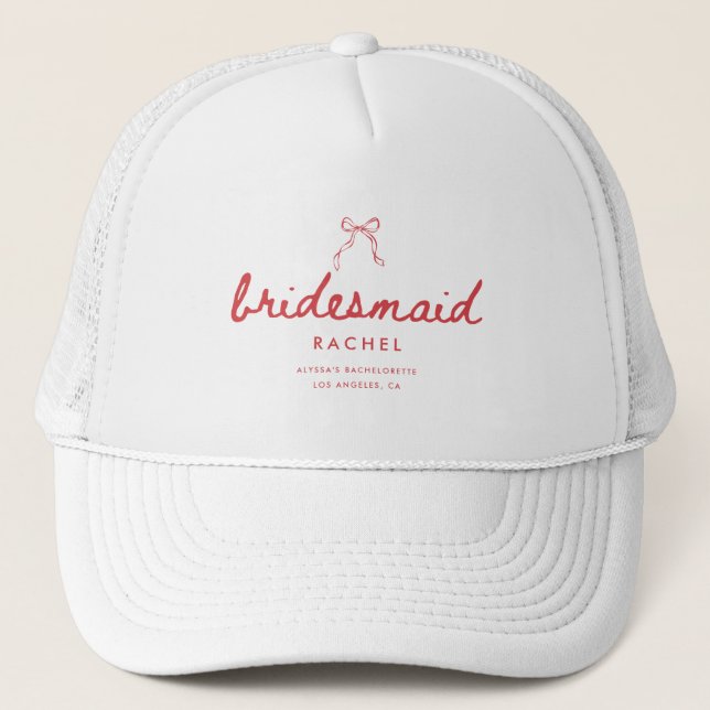 Casquette Coquette Bow Script Custom Bridesmaid's Name (Devant)