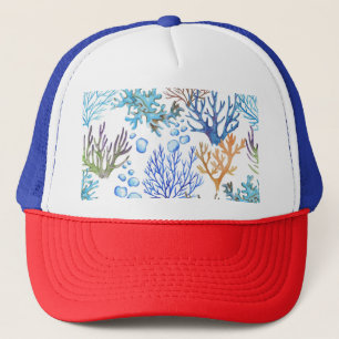 Casquette Coraux dessinés à la main : motif sous-marin.