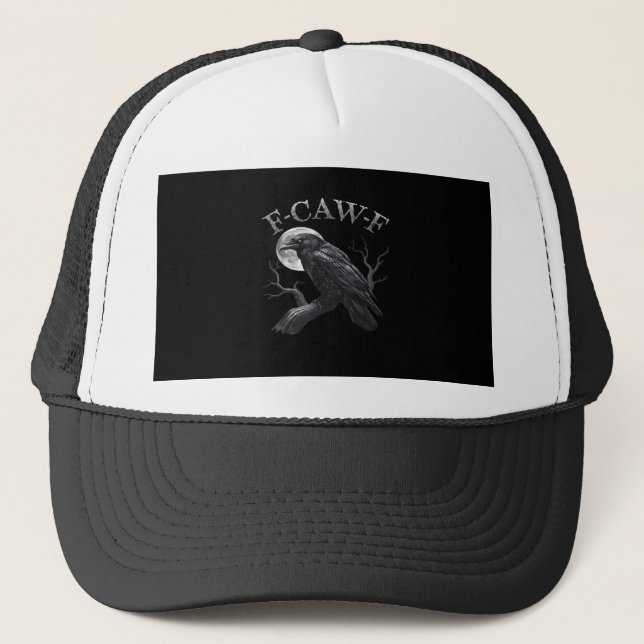 Casquette Corbeau F-Caw-F Oiseau Drôle Lune Rétro Classique (Devant)