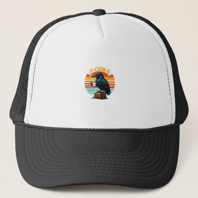 Casquette Corbeau gothique drôle Halloween F Caw F Café (Devant)