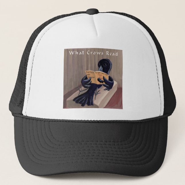 Casquette Corbeau lisant le corbeau drôle (Devant)