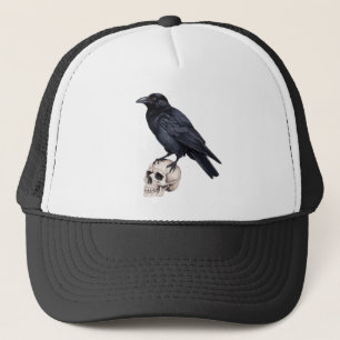 Casquette Corbeau noir vintage sur le crâne Corbeau noir ave