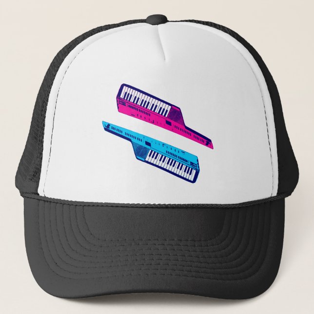 Casquette Corey Tiger 80's Retro Keytar rose & bleu (Devant)