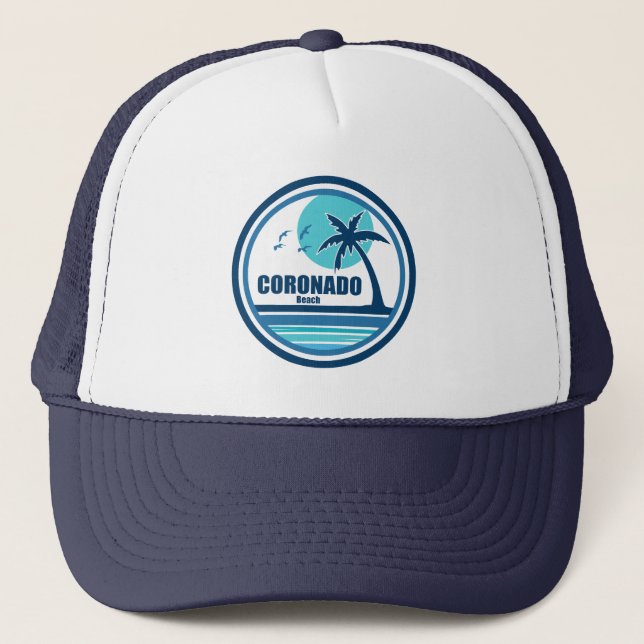 Casquette Coronado Beach California Palm Tree Birds (Devant)
