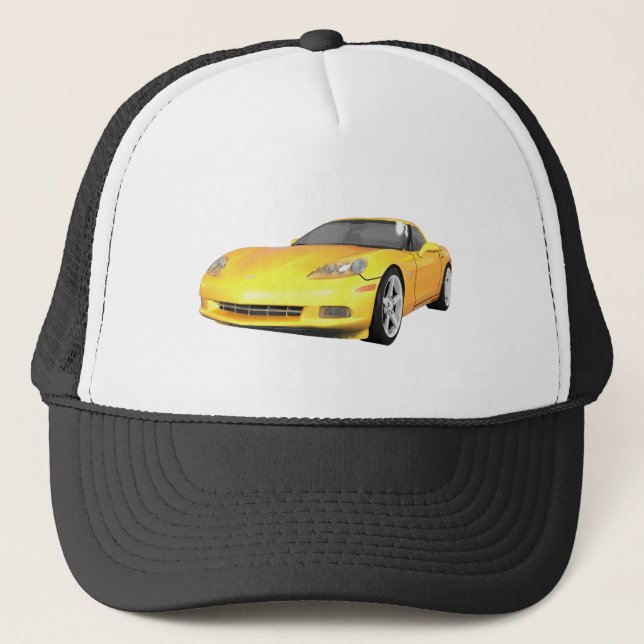 Casquette Corvette 2008 : Voiture de sport : Finition jaune (Devant)