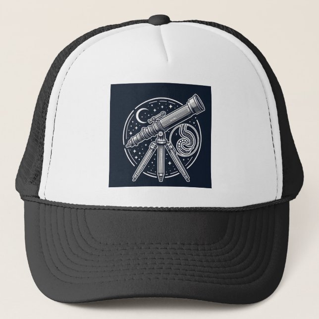 Casquette Cosmic Stargazer Télescope Vintage Art (Devant)