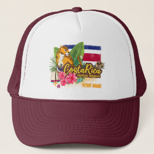 Casquette Costa Rica rétro grand chat drapeau vintage Souven