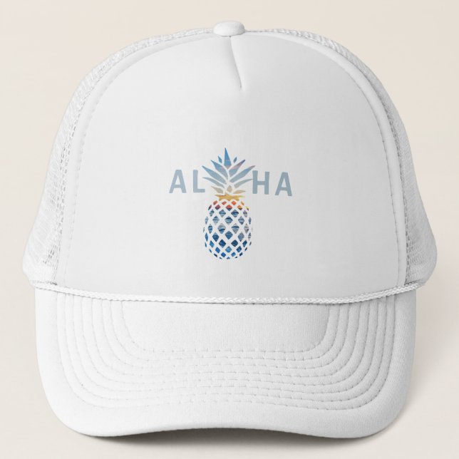 Casquette Coucher de soleil ananas et vagues de l'océan bleu (Devant)