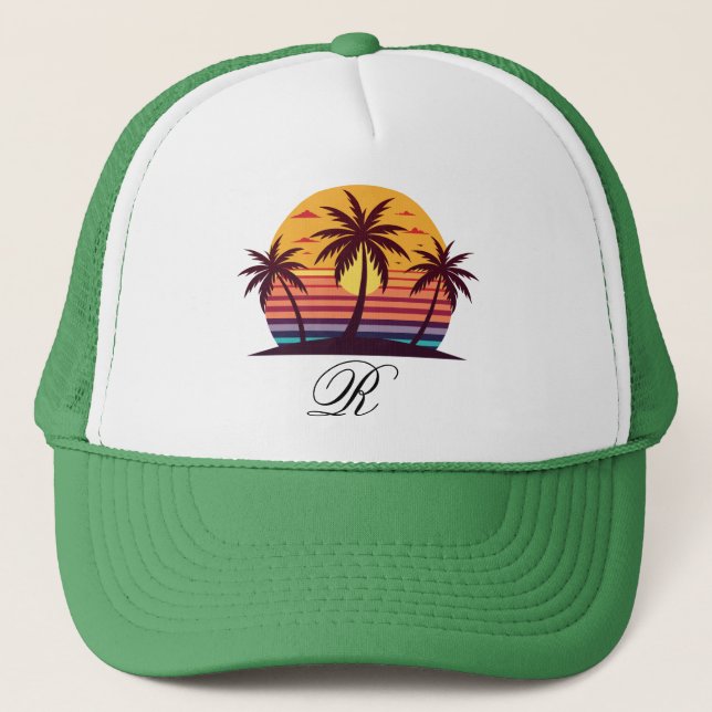 Casquette Coucher de soleil avec palmiers Vector (Devant)