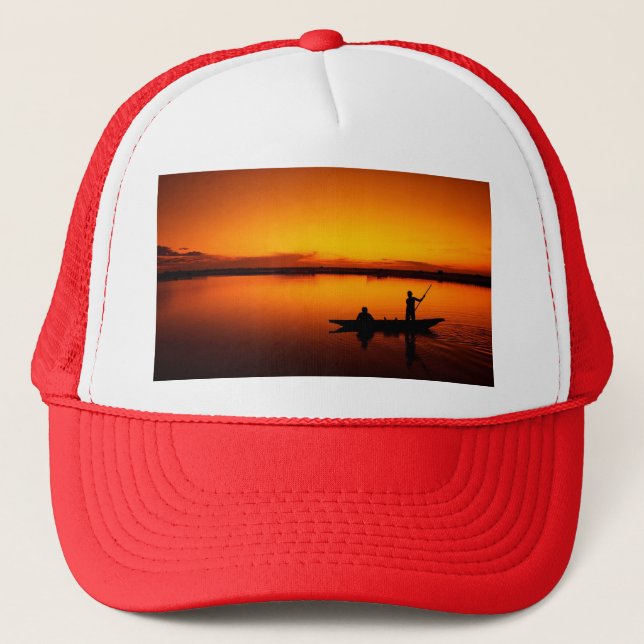 Casquette Coucher de soleil, bateau d'aviron Silhouette-1649 (Devant)