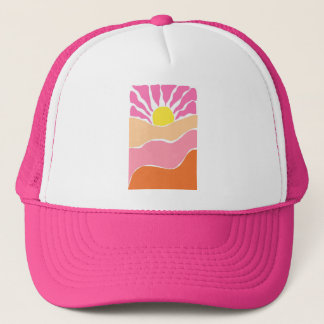 Casquette Coucher de soleil rose pâle et orange bohème