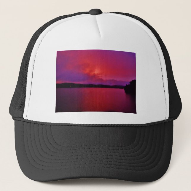 Casquette Coucher de soleil rose vif sur le lac Arrowhead (Devant)