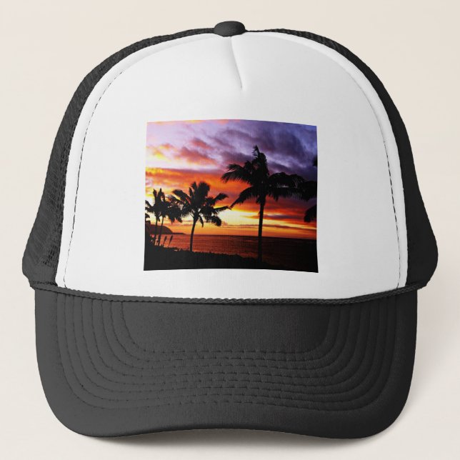 Casquette Coucher de soleil tropical sur la plage (Devant)