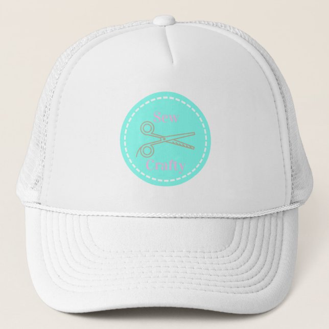 Casquette Coudre Cercle bleu Aqua Crafty avec ciseaux (Devant)
