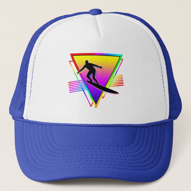 Casquette Couleurs Rétro Arc-en-Ciel Surfant Surfeur (Devant)