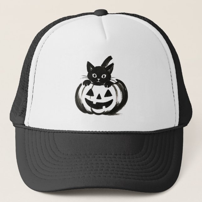 Casquette Coup d'oeil sur la citrouille – Design Halloween C (Devant)