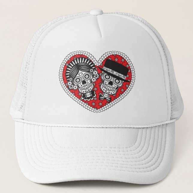 Casquette Couples de crâne de sucre (Devant)