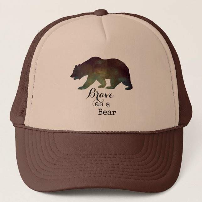 Casquette Courageux comme un Ours Typographie Aquarelle (Devant)