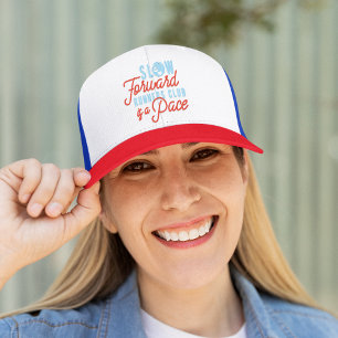 Casquette Coureurs Lents Club Funny Sloth Blue Orange Texte