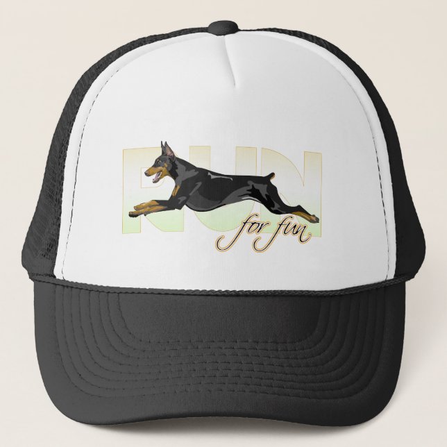 Casquette Courez pour l'amusement, dobermann noir (Devant)