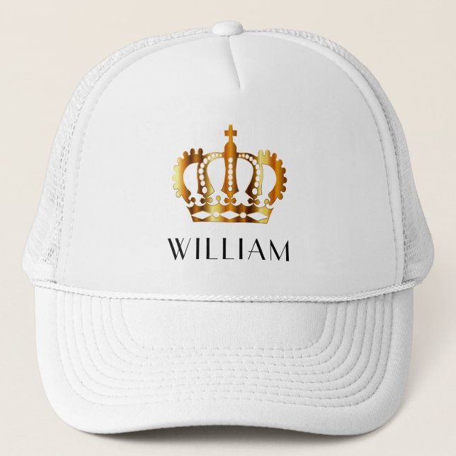 Casquette Couronne d'or royale blanche personnalisée (Devant)