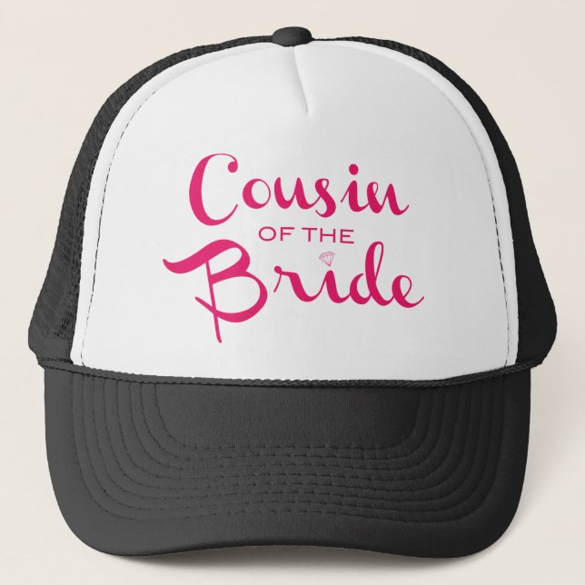 Casquette Cousin de mariée rose blanc (Devant)