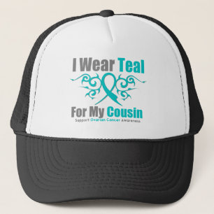 Casquette Cousin tribal turquoise de ruban de Cancer ovarien
